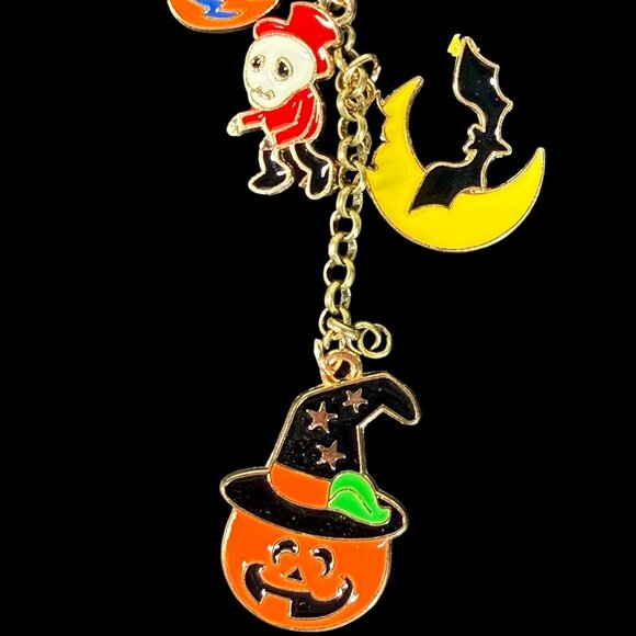 Halloween Charm Handmade Bag Charm Keychain on gold tone chain - Picture 5 of 7
